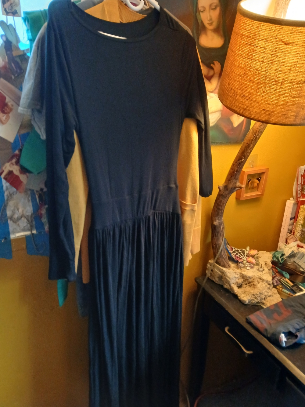 Long Black Maxi Dress with Gathered Skirt